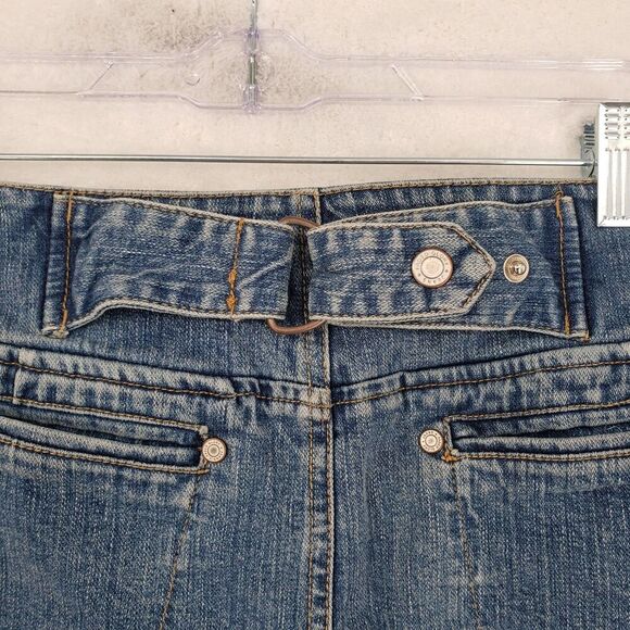 Vintage Faded Glory Denim Midi Skirt Women 18 Blue Stretch Zip Coin Pocket YKK - Picture 5 of 12